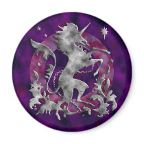 Silver Unicorn Herald magnets by SuanSKatra Silver Unicorn Herald magnets