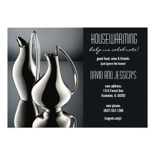 silver vases housewarming invitation