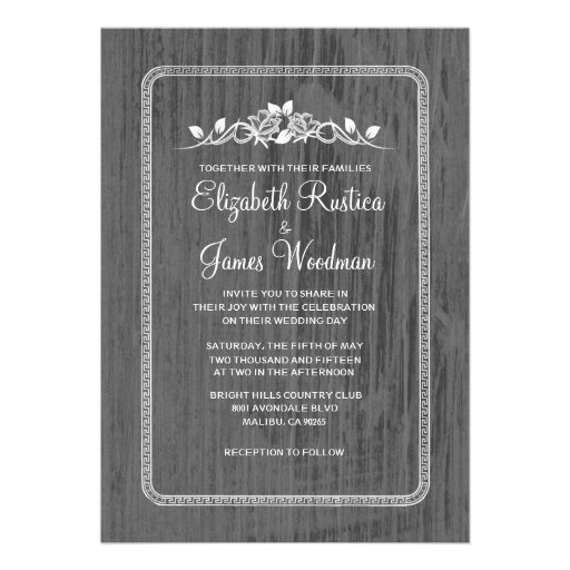 Silver Vintage Barn Wood Wedding Invitations