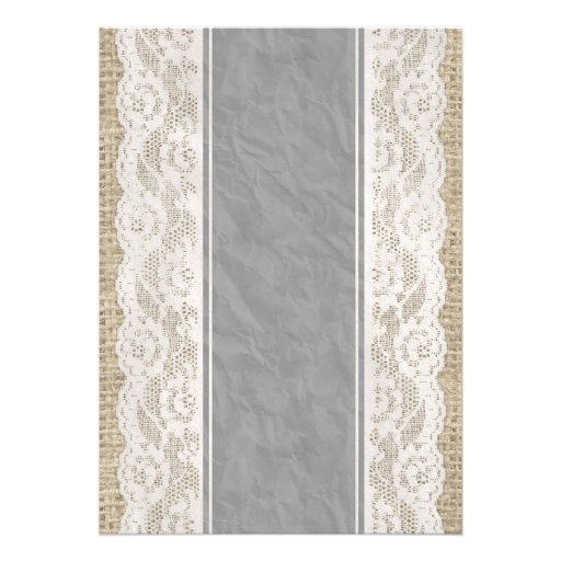 Silver Vintage Linen Burlap Wedding Invitations