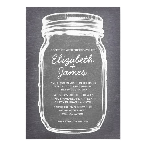 Silver Vintage Mason Jar Wedding Invitations