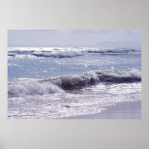 Silver waves breaking on the beach print