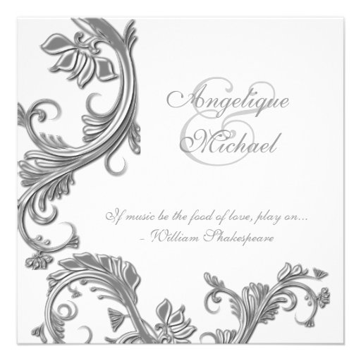 Silver wedding anniversary engagement personalized invitation (front side)