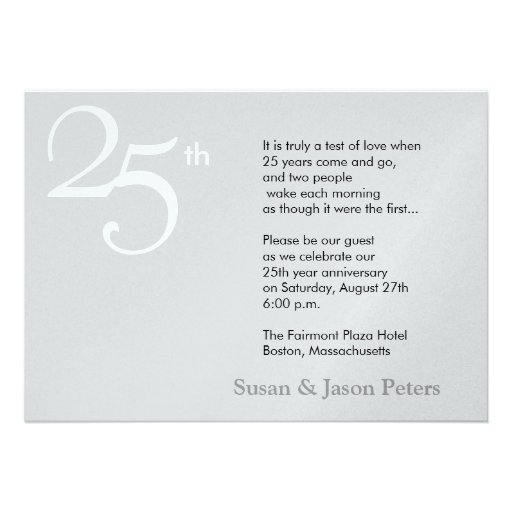 Silver Wedding Anniversary Invitation