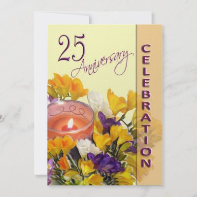 An elegant floral party invitation to celebrate a 25th wedding anniversary