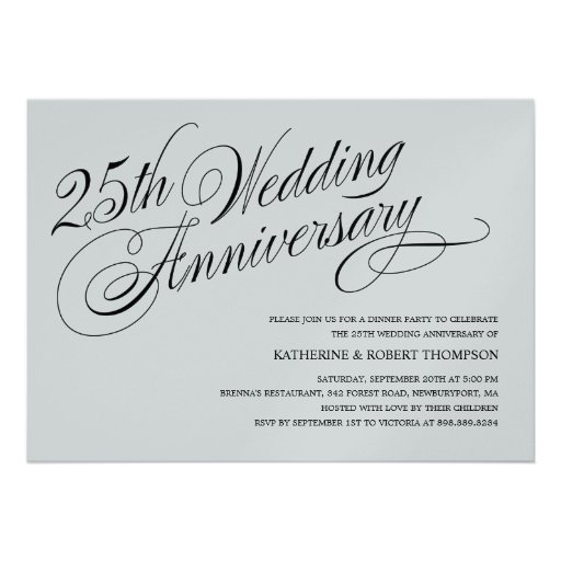 25th silver wedding anniversary invitations
