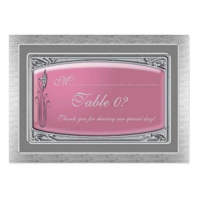 Silver and pink wedding theme table numbering cards with customizable 