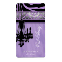 Silver Wedding Wine Label Chandelier Zebra Purple