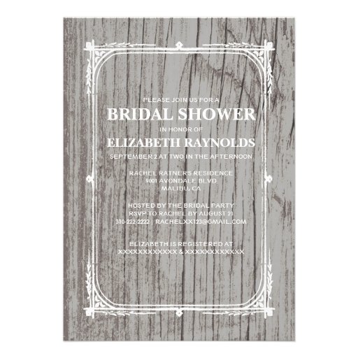 Silver Western Barn Wood Bridal Shower Invitations