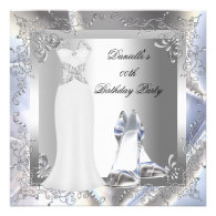 Silver White Dress High Heel Shoes Silver Birthday Announcement