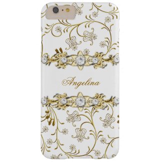 Silver White Gold Diamond Jewel Floral Barely There iPhone 6 Plus Case