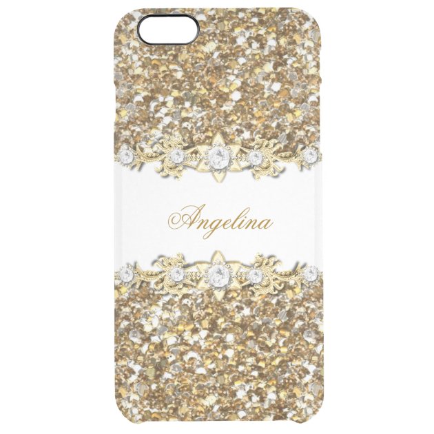 Silver White Gold Faux Diamond Jewel Glitter Uncommon Clearlyâ„¢ Deflector iPhone 6 Plus Case