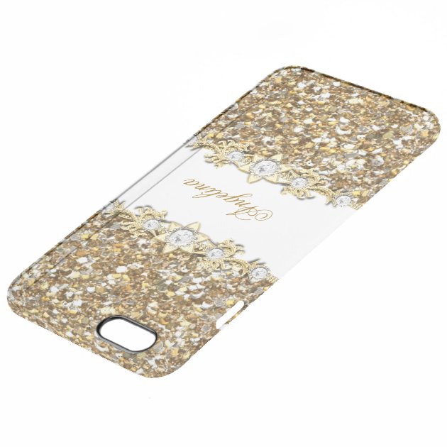 Silver White Gold Faux Diamond Jewel Glitter Uncommon Clearlyâ„¢ Deflector iPhone 6 Plus Case-3