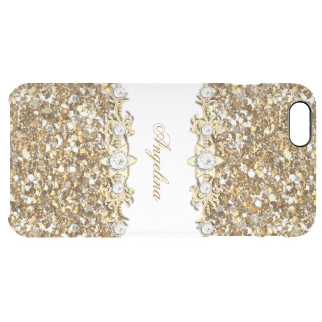 Silver White Gold Faux Diamond Jewel Glitter Uncommon Clearlyâ„¢ Deflector iPhone 6 Plus Case-5