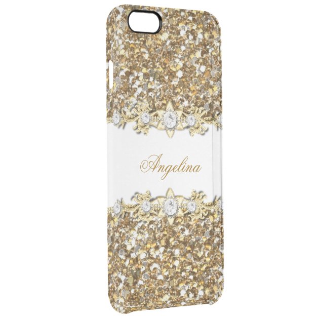 Silver White Gold Faux Diamond Jewel Glitter Uncommon Clearlyâ„¢ Deflector iPhone 6 Plus Case-2