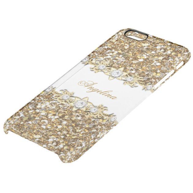 Silver White Gold Faux Diamond Jewel Glitter Uncommon Clearlyâ„¢ Deflector iPhone 6 Plus Case-4