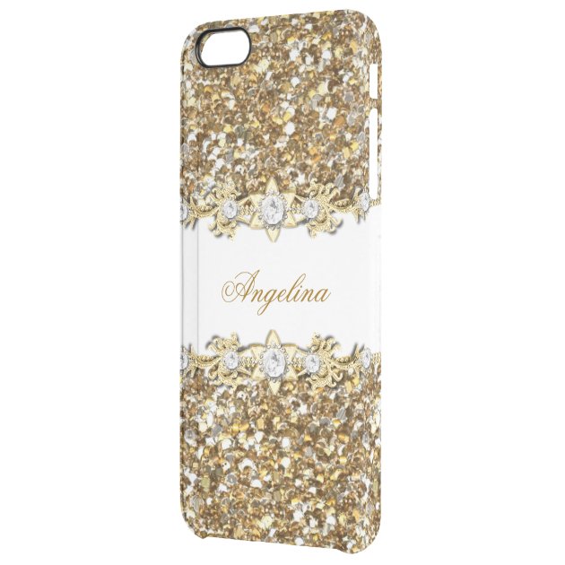 Silver White Gold Faux Diamond Jewel Glitter Uncommon Clearlyâ„¢ Deflector iPhone 6 Plus Case