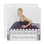 Silver White Photo Sweet 16 Birthday Party Personalized Announcement