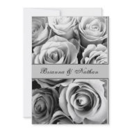 SILVER WHITE Rose Bouquet Wedding Invitation invitation