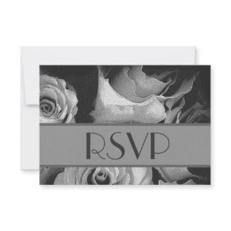Silver White Roses RSVP Wedding Response Card invitation