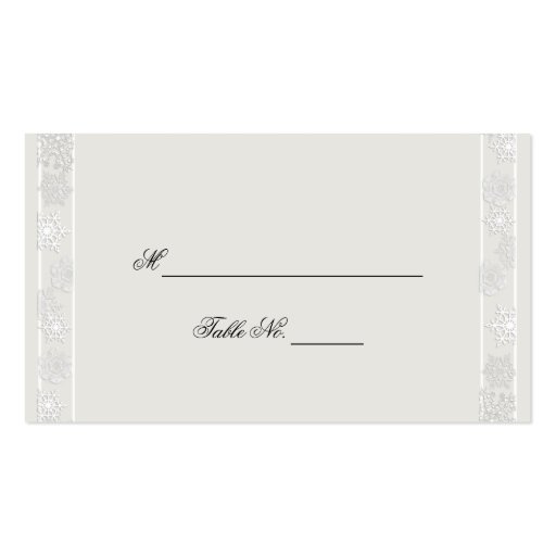 Silver White Snowflake Winter Wedding Place Cards Business Card Template (front side)