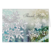 Silver white snowflakes Thank You Note Cards