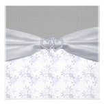Silver, White Stars & Snowflakes Wedding Custom Announcement