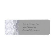 Silver, White Stars & Snowflakes Wedding Custom Return Address Labels