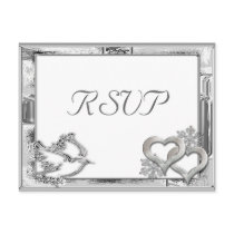 Silver Winter Wedding RSVP Postcard