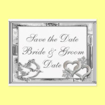 Silver Winter Wedding Save the Date Postcards postcards