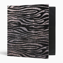 Silver zebra stripe pattern (faux glitter bling) binders