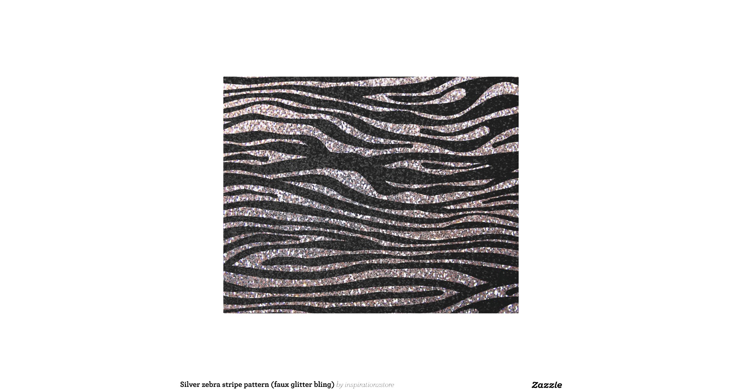 Silver zebra stripe pattern (faux glitter bling) stretched canvas print
