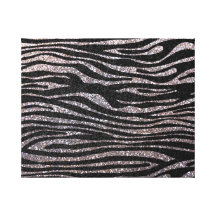 Silver zebra stripe pattern (faux glitter bling) stretched canvas print