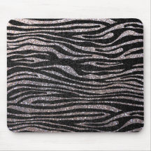 Silver zebra stripe pattern (faux glitter bling) mouse pad