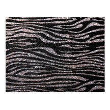 Silver zebra stripe pattern (faux glitter bling) postcards