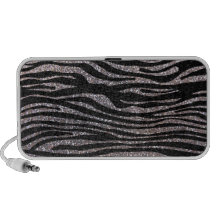 Silver zebra stripe pattern (faux glitter bling) portable speakers