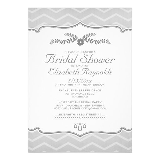Silver Zigzag Bridal Shower Invitations