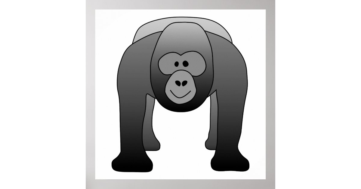 Silverback Gorilla Cartoon Poster | Zazzle