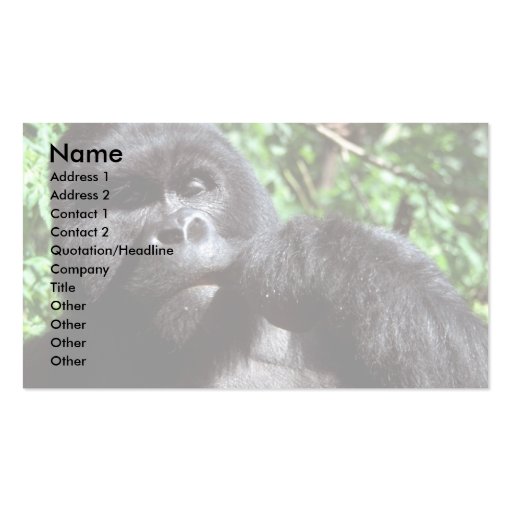 Silverback male gorilla business cards (front side)