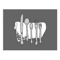 Silverware Custom Recipe Card Template postcards