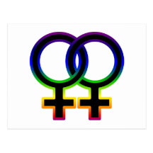 Símbolo homosexual femenino del arco iris tarjeta postal
