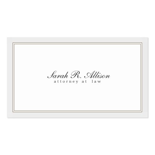 Simple and Elegant Attorney White with Border Business Card