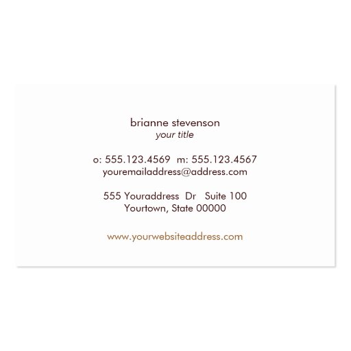 Simple and Elegant Beauty Dark Brown Linen Look Business Card (back side)