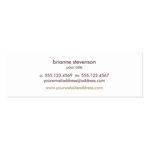 Simple and Elegant Beauty Dark Brown Linen Look Business Cards (back side)