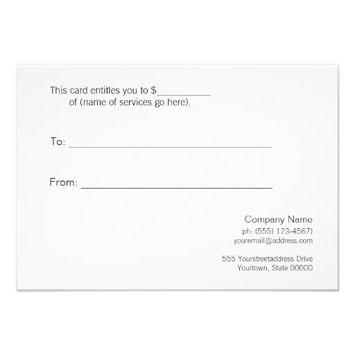 Simple and Elegant Men's Gift Certificate Custom Invite