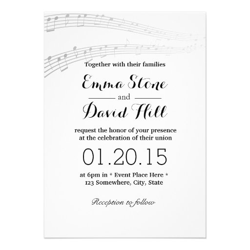 Simple and Elegant Music Notes Wedding Invitations