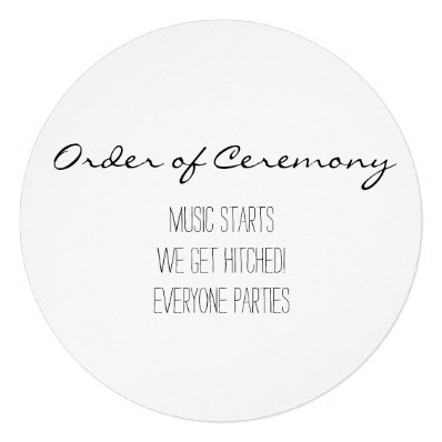 Simple and funny wedding program personalized invites