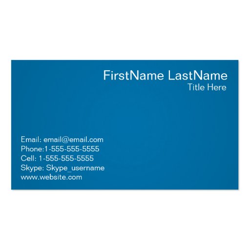 Simple and Professional Blue Business Cards (back side)
