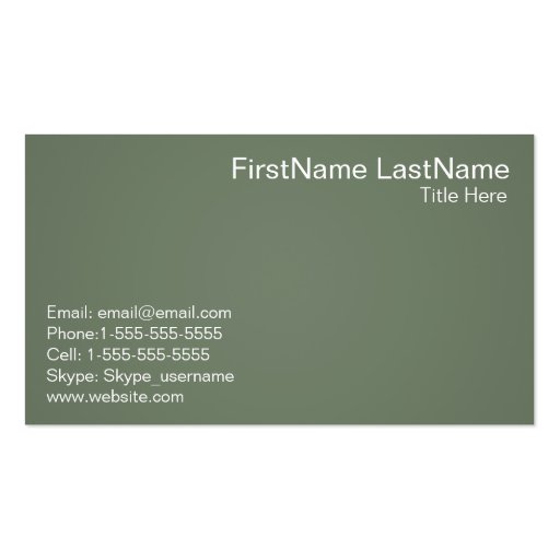 Simple and Professional Green Business Cards (back side)