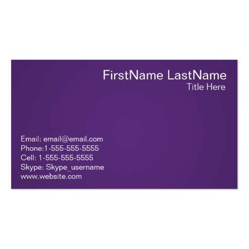Simple and Professional Purple Business Cards (back side)
